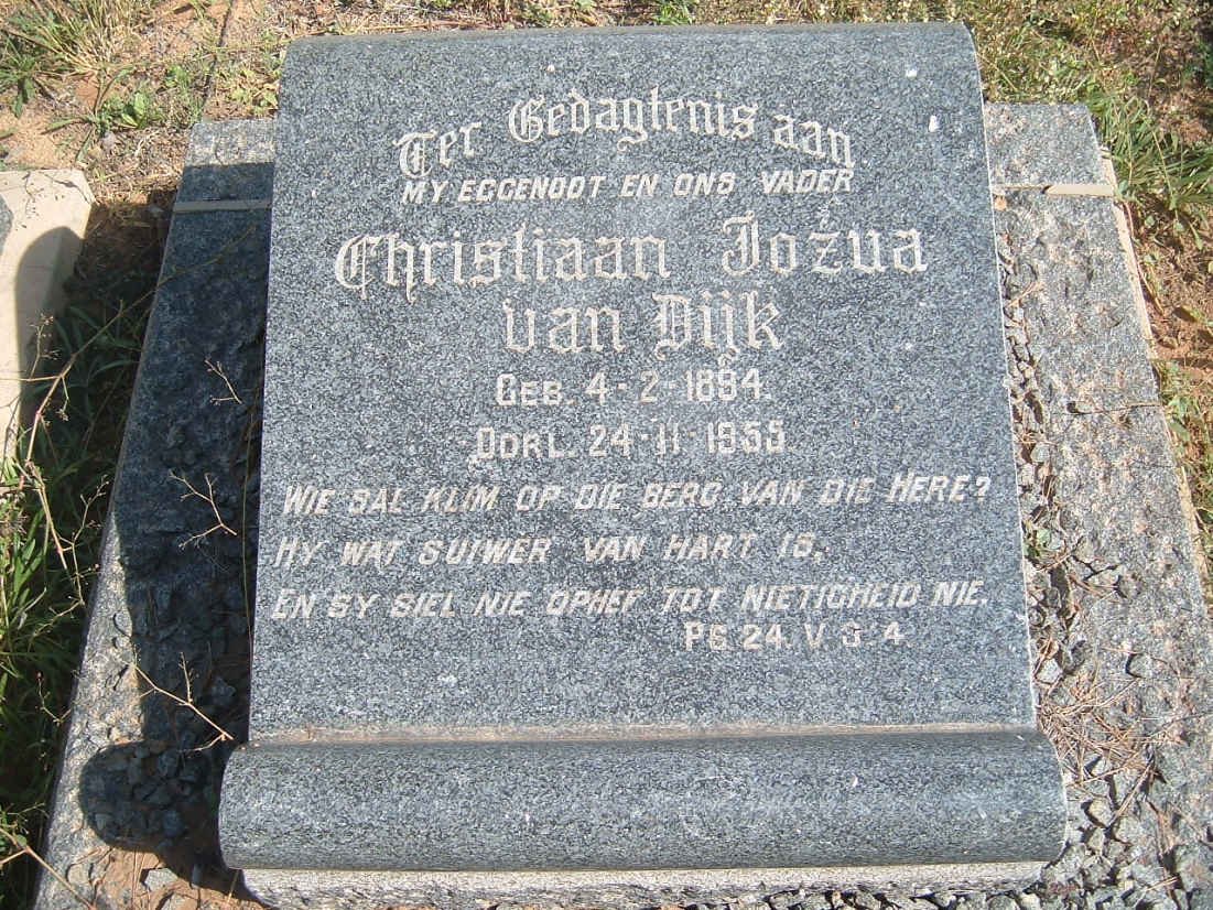 DIJK Christiaan Jozua, van 1894-1955