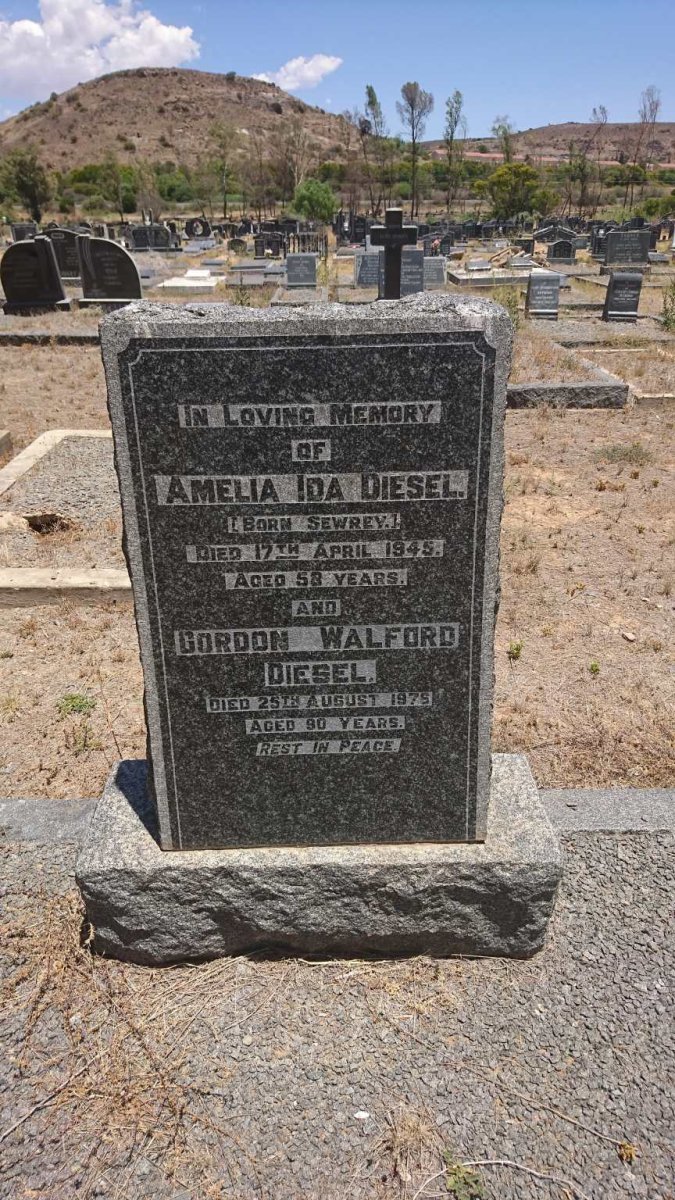 DIESEL Gordon Walford -1975 &amp; Amelia Ida SEWREY -1945