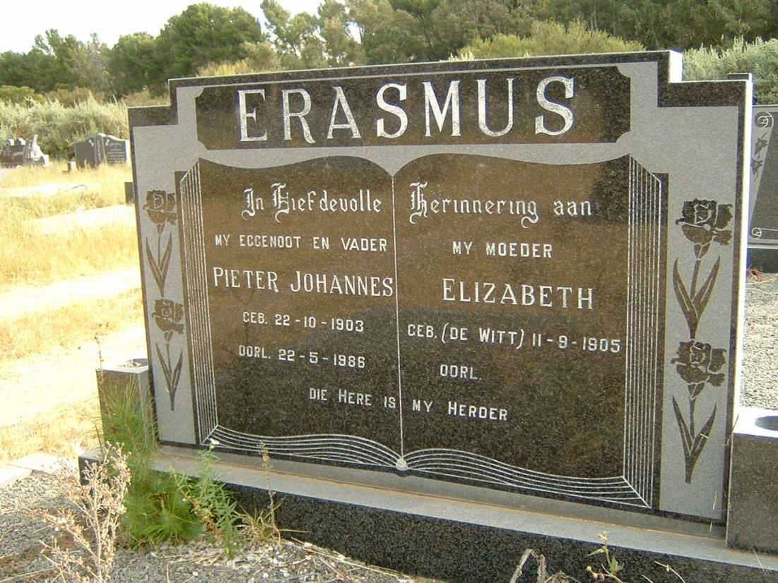 ERASMUS Pieter Johannes 1903-1986 &amp; Elizabeth DE WITT 1905-