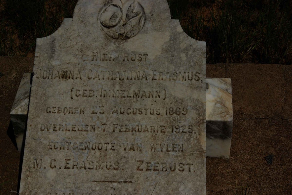ERASMUS Johanna Catharina nee IMMELMANN 1869-1925