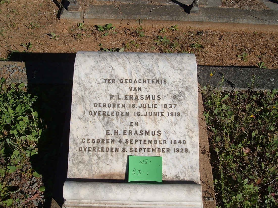 ERASMUS P.L. 1837-1919 &amp; E.H. 1840-1928