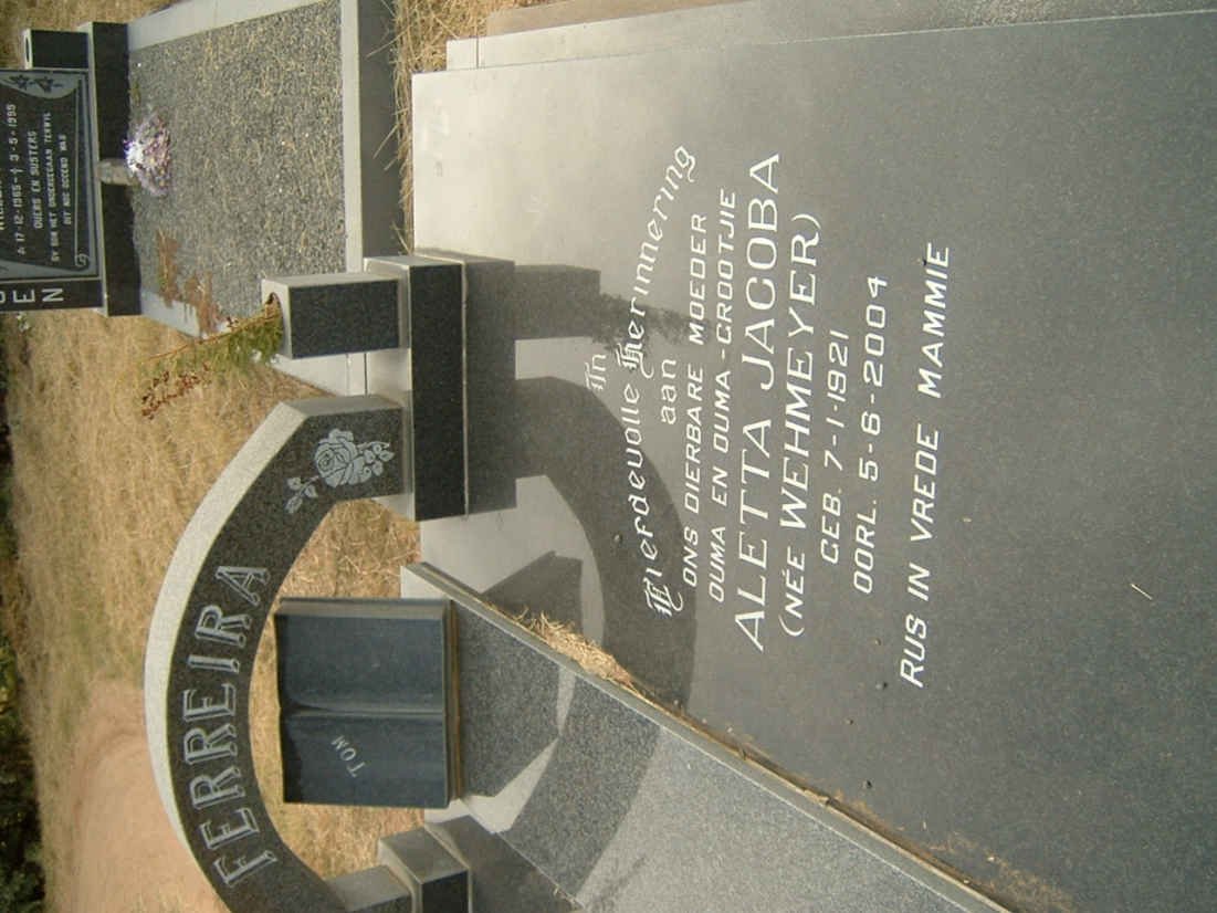 FERREIRA  Thomas Ignatius 1915-19?? &amp; Aletta Jacoba WEHMEYER 1921-2004