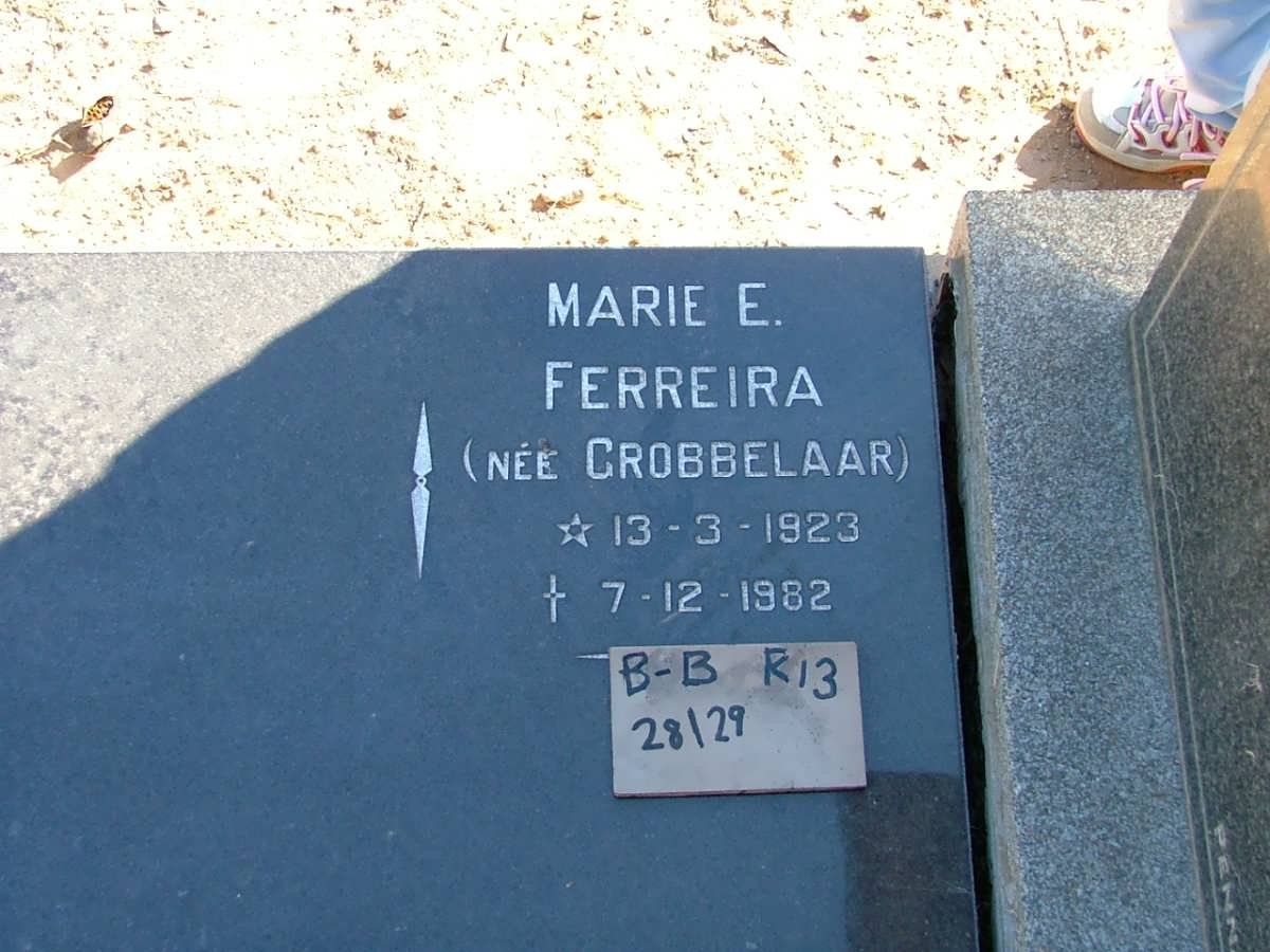 FERREIRA Marie E. nee GROBBELAAR 1923-1982