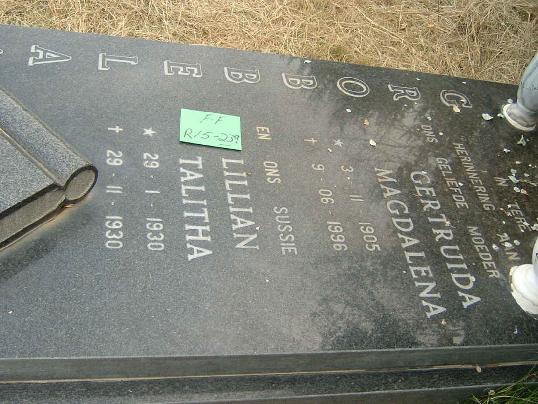GROBBELAAR Gertruida Magdalena 1905-1996 :: GROBBELAAR Lillian Talitha 1930-1930