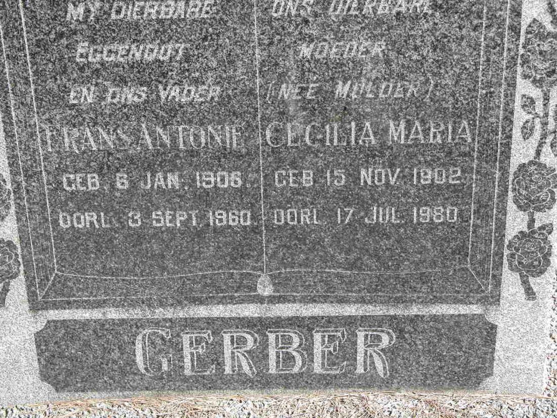 GERBER Frans Antonie 1906-1960 &amp; Cecilia Maria MULDER 1902-1980
