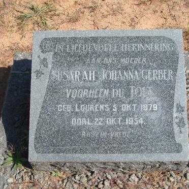 GERBER Susarah Johanna voorheen DU TOIT nee LOURENS 1879-1954