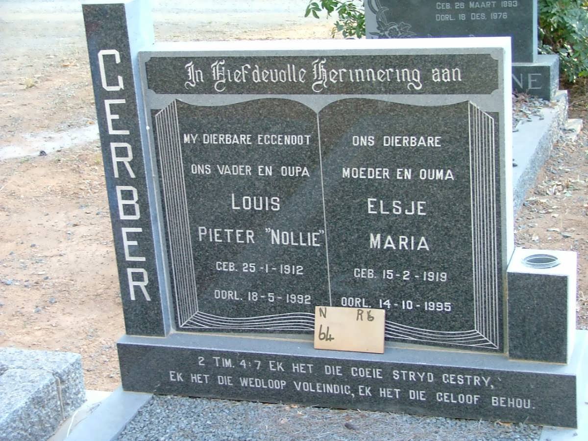 GERBER Louis Pieter 1912-1992 &amp; Elsje Maria 1919-1995