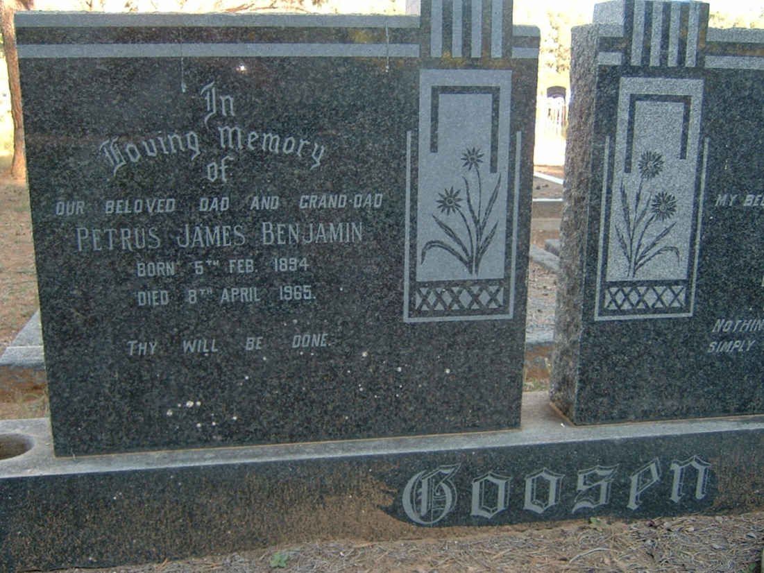 GOOSEN Petrus James Benjamin 1894-1965 &amp; Maria NOORCROFT 1898-1955
