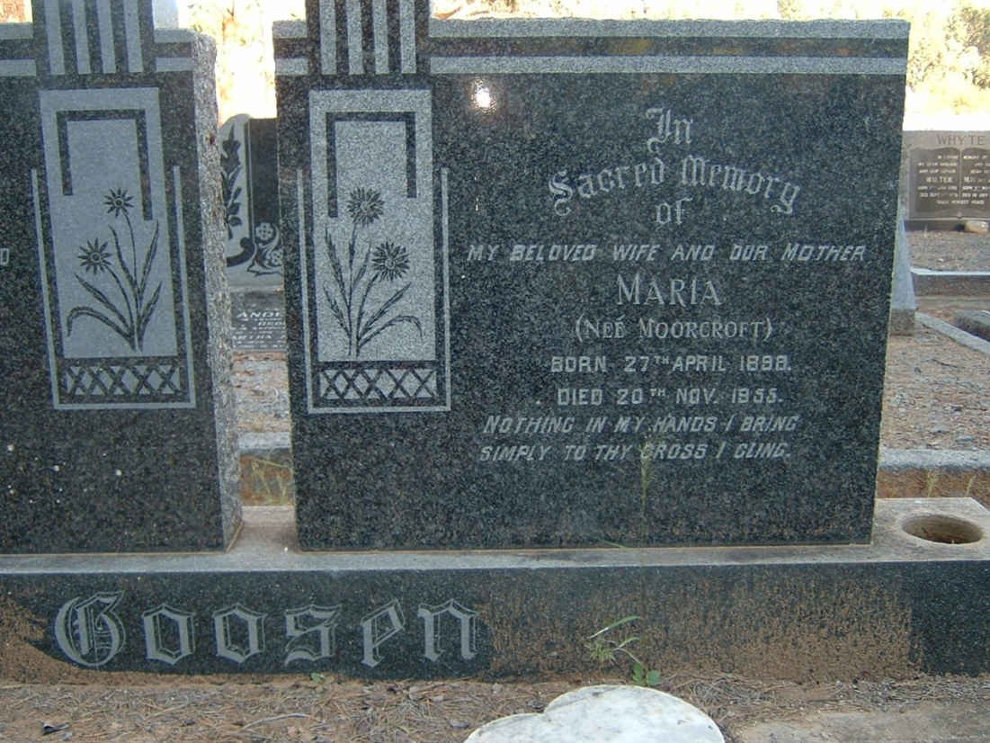 GOOSEN Petrus James Benjamin 1894-1965 &amp; Maria NOORCROFT 1898-1955