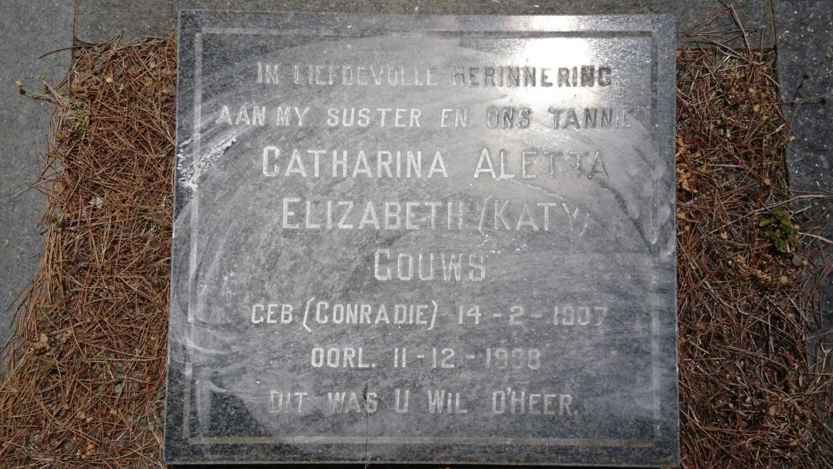 GOUWS Cornelius Johannes 1907-1971 &amp; Catharina Aletta Elizabeth CONRADIE 1907-1988