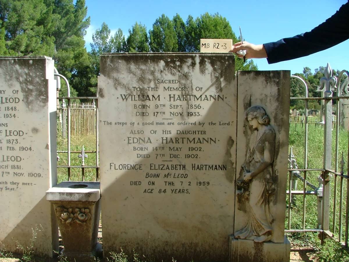 HARTMANN William 1856-1933 &amp; Florence Elizabeth MCLEOD -1959 :: HARTMANN Edna 1902-1902