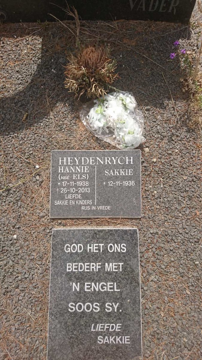 HEYDENRYCH Sakkie 1936- &amp; Hannie ELS 1938-2013