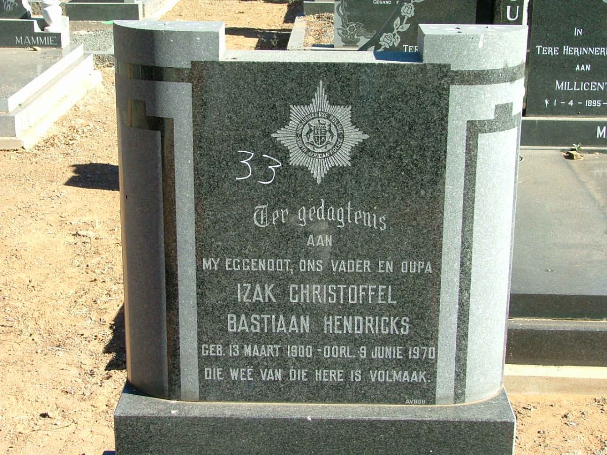HENDRICKS Isak Christoffel Bastiaan 1900-1970