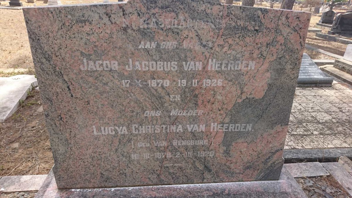 HEERDEN Jacob Jacobus, van 1870-1926 &amp; Lucya Christina VAN RENSBURG 1878-1920