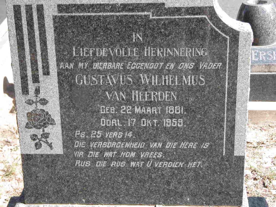 HEERDEN Gustavus Wilhelmus, van 1881-1959