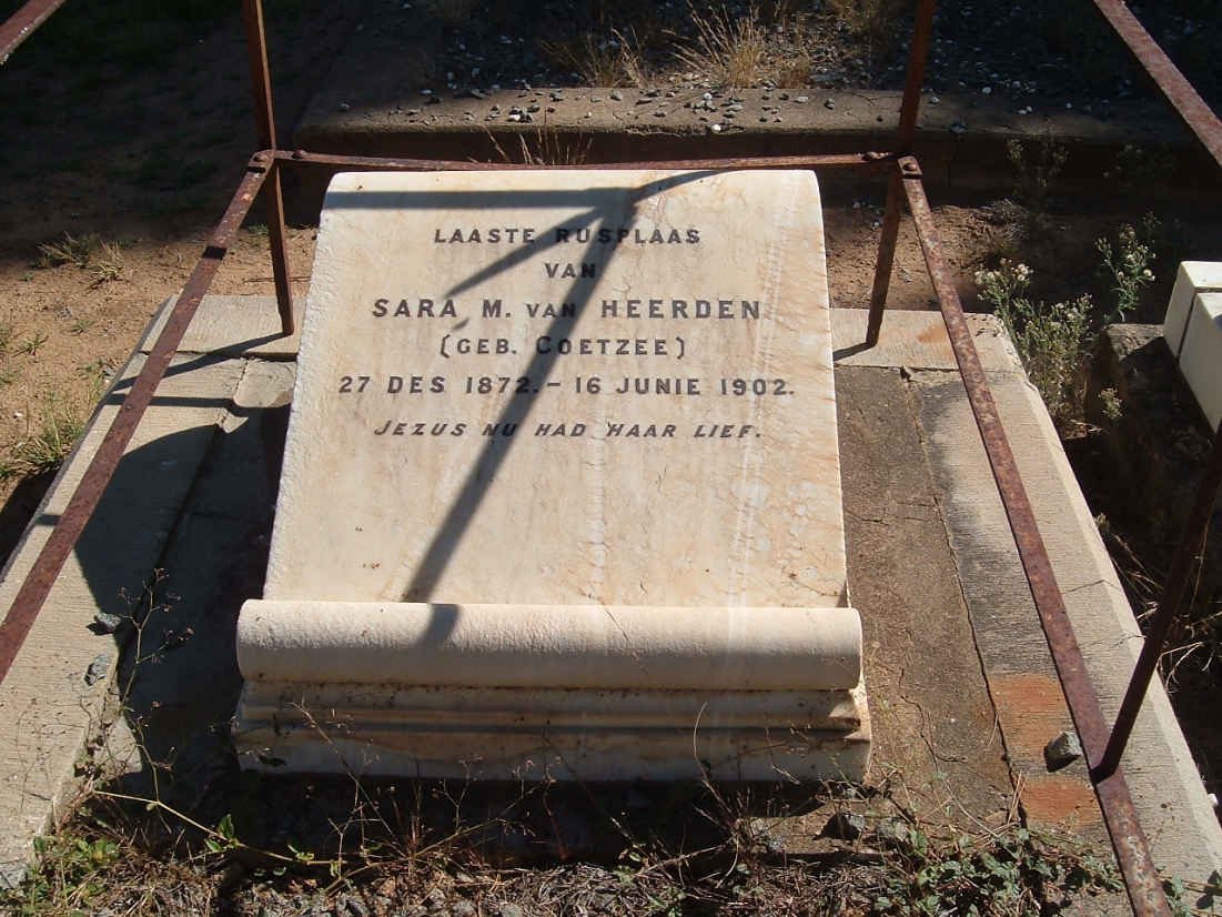 HEERDEN Sara M., van nee COETZEE 1872-1902