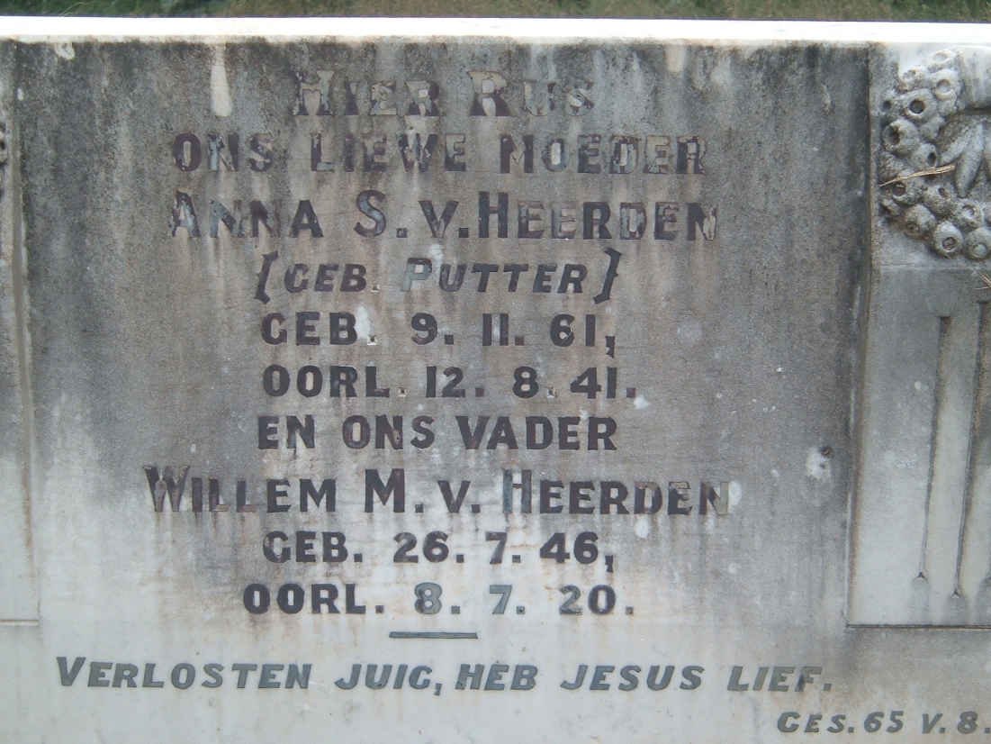 HEERDEN Willem M., van 1846-1920 &amp; Anna S. PUTTER 1861-1941