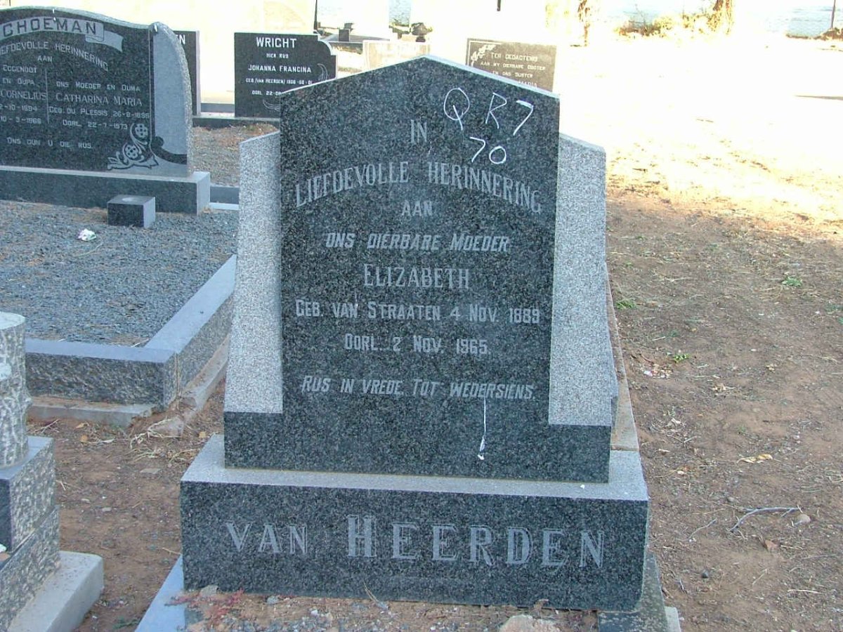 HEERDEN Elizabeth, van nee VAN STRAATEN 1889-1965