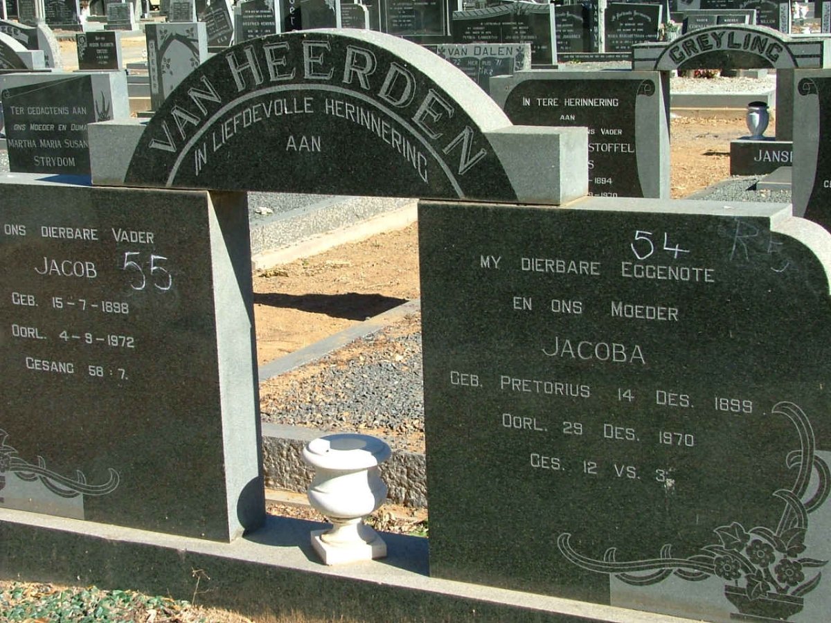 HEERDEN Jacob, van 1898-1972 &amp; Jacoba PRETORIUS 1899-1970