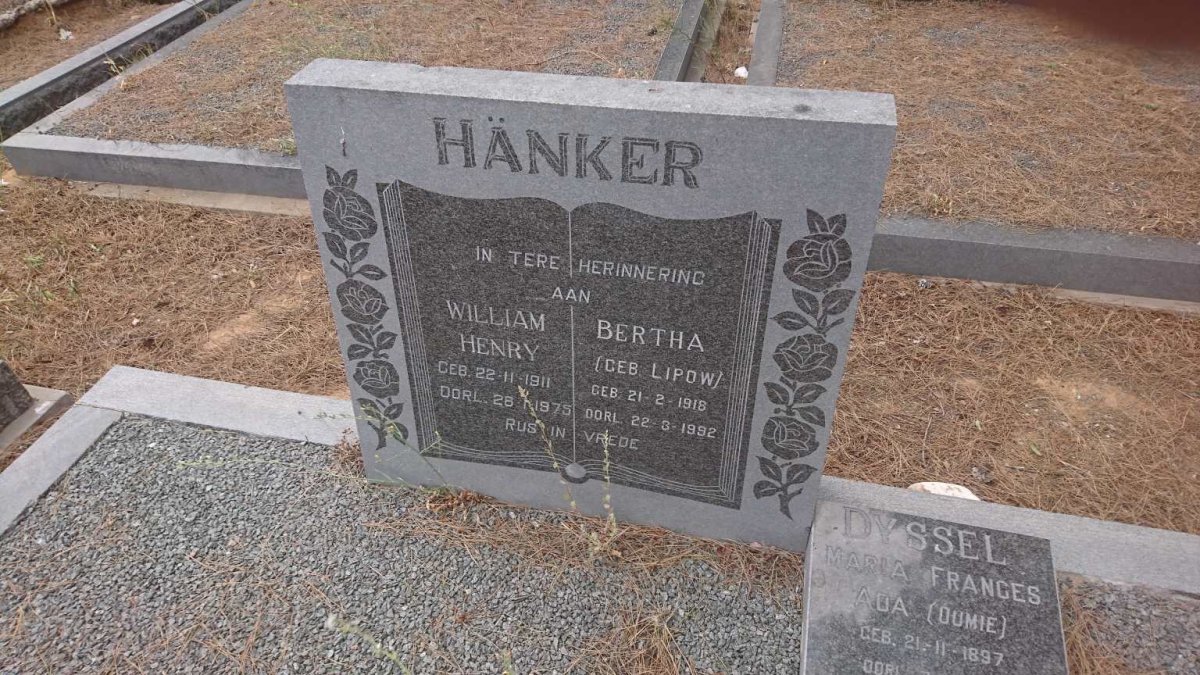 HÄNKER William Henry 1911-1975 &amp; Bertha LIPOW 1918-1992