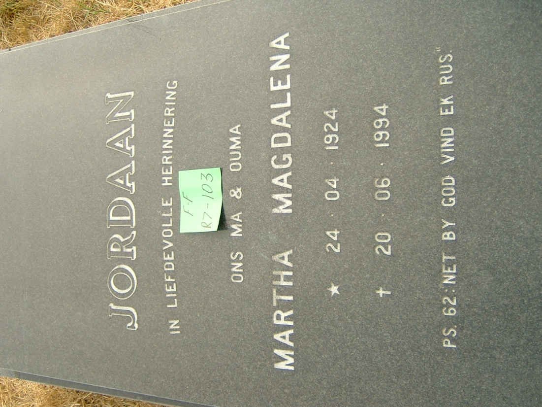 JORDAAN Martha Magdalena 1924-1994