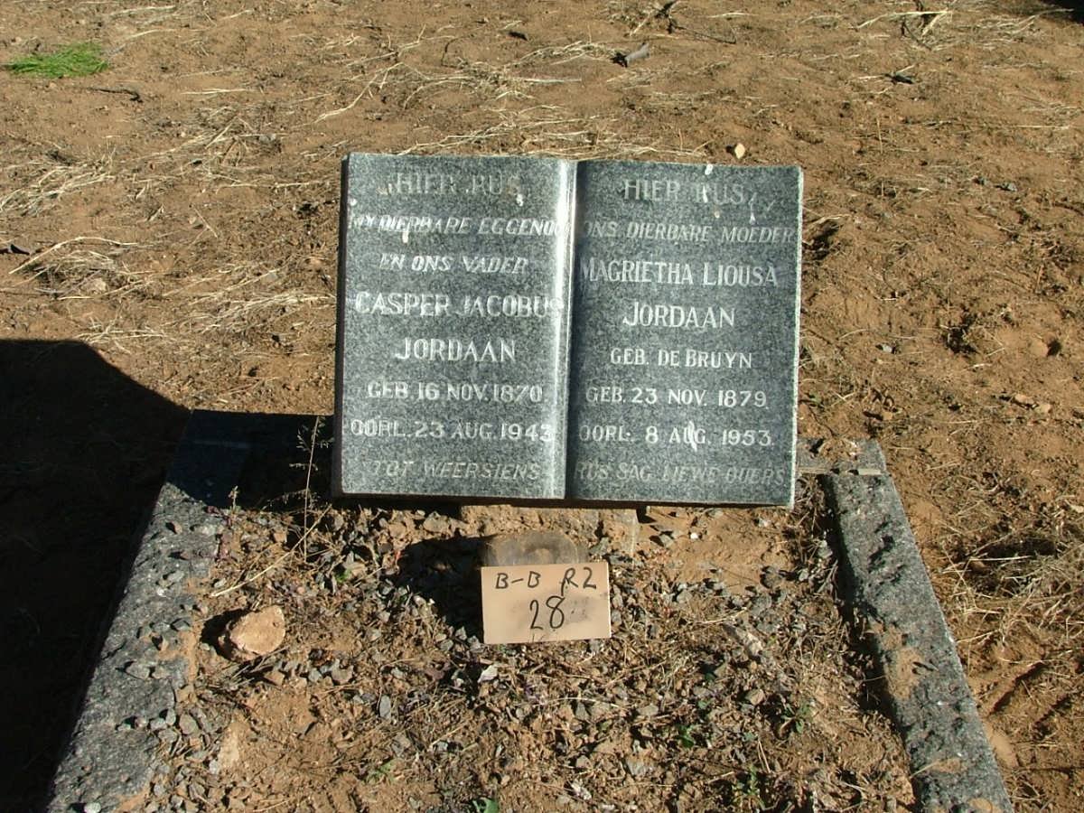 JORDAAN Casper Jacobus 1870-1943 &amp; Magrietha Liousa DE BRUYN 1879-1953