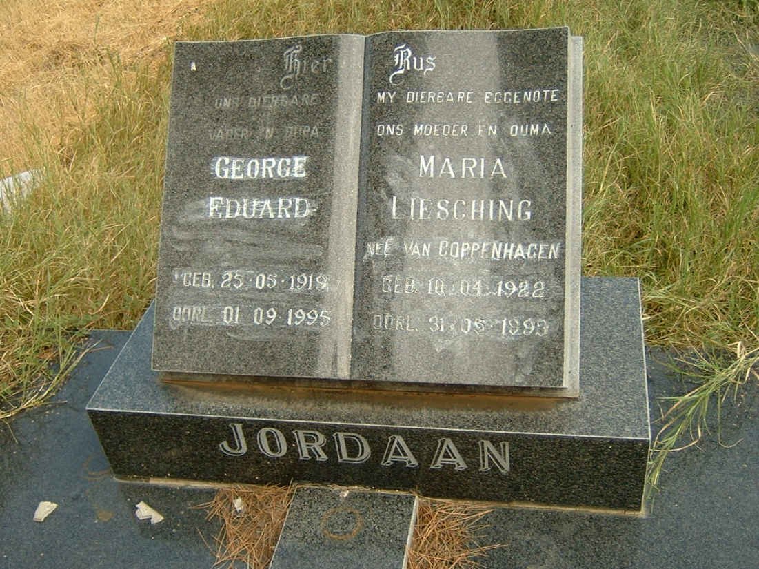 JORDAAN George Eduard 1919-1995 &amp; Maria Liesching VAN COPPENHAGEN 1922-1993