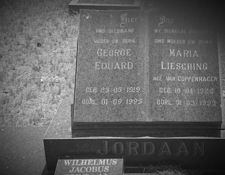 JORDAAN George Eduard 1919-1995 &amp; Maria Liesching VAN COPPENHAGEN 1922-1993 :: JORDAAN Wilhelmus Jacobus 1946-2008