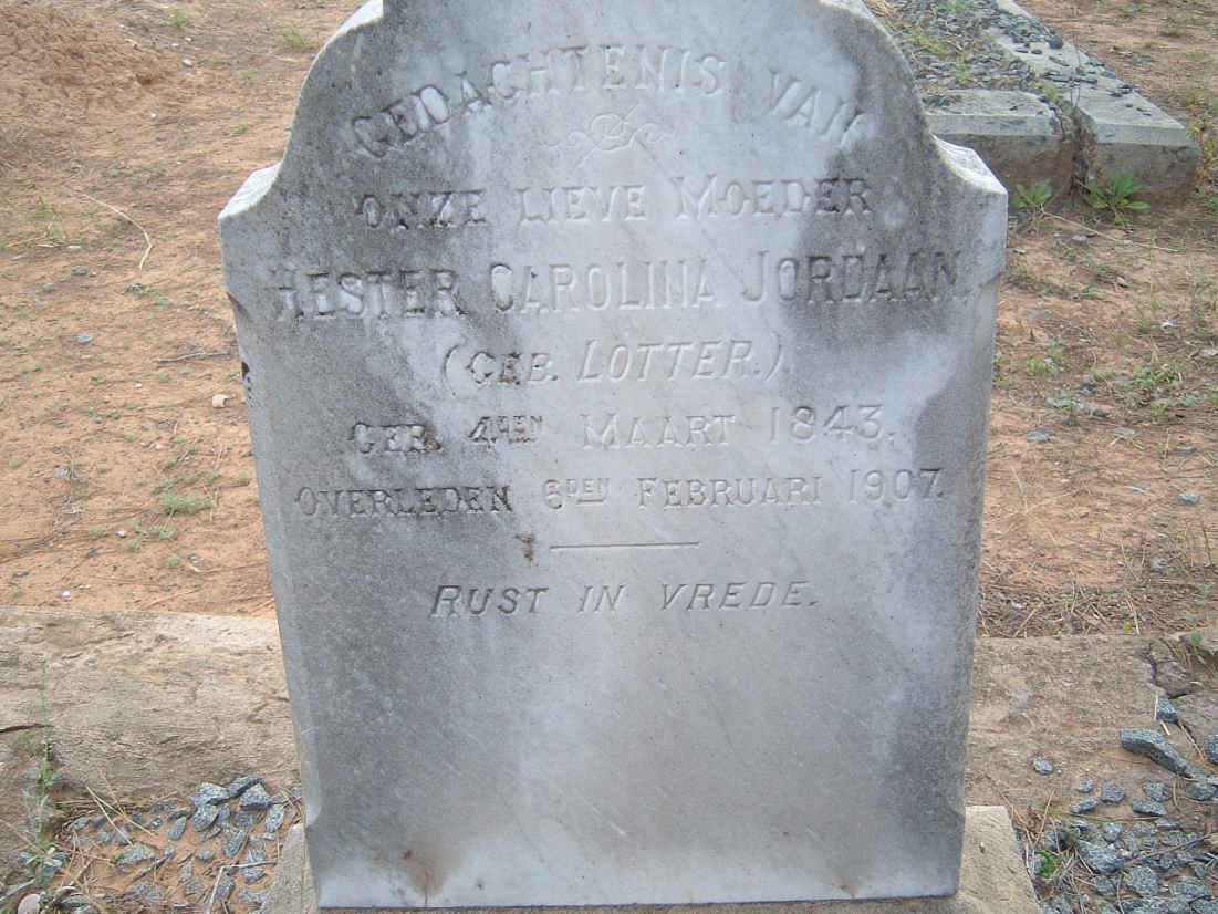 JORDAAN Hester Carolina nee LOTTER 1843-1907