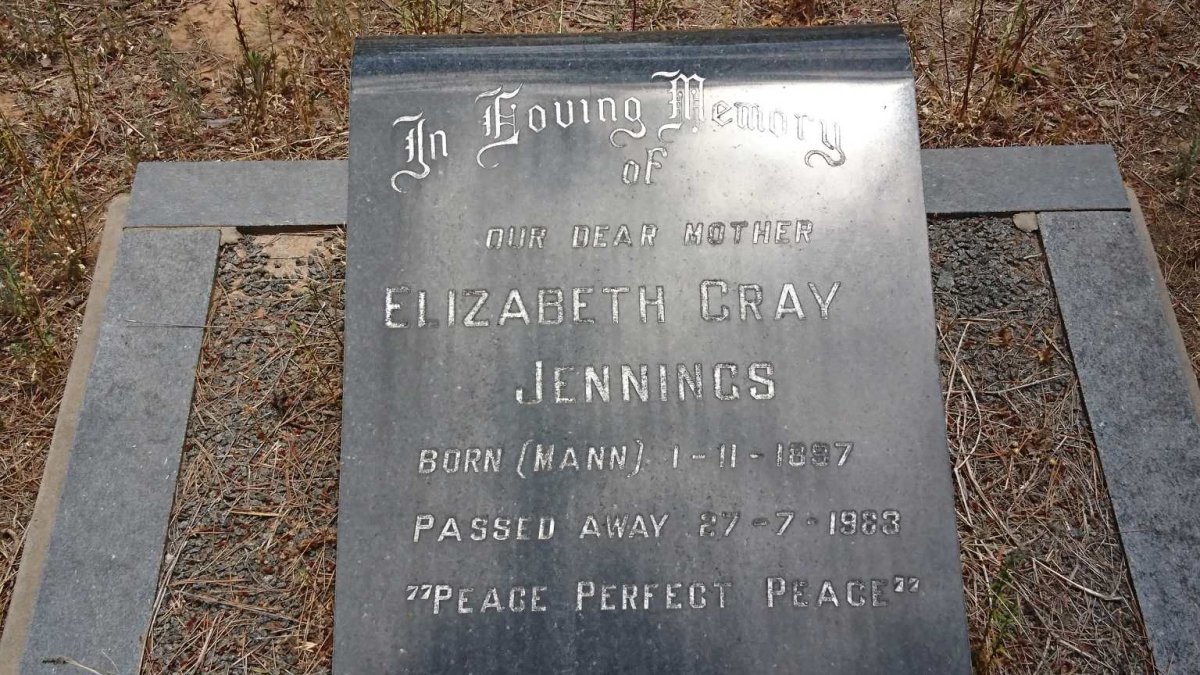 JENNINGS Elizabeth formerly GRAY nee MANN 1897-1983