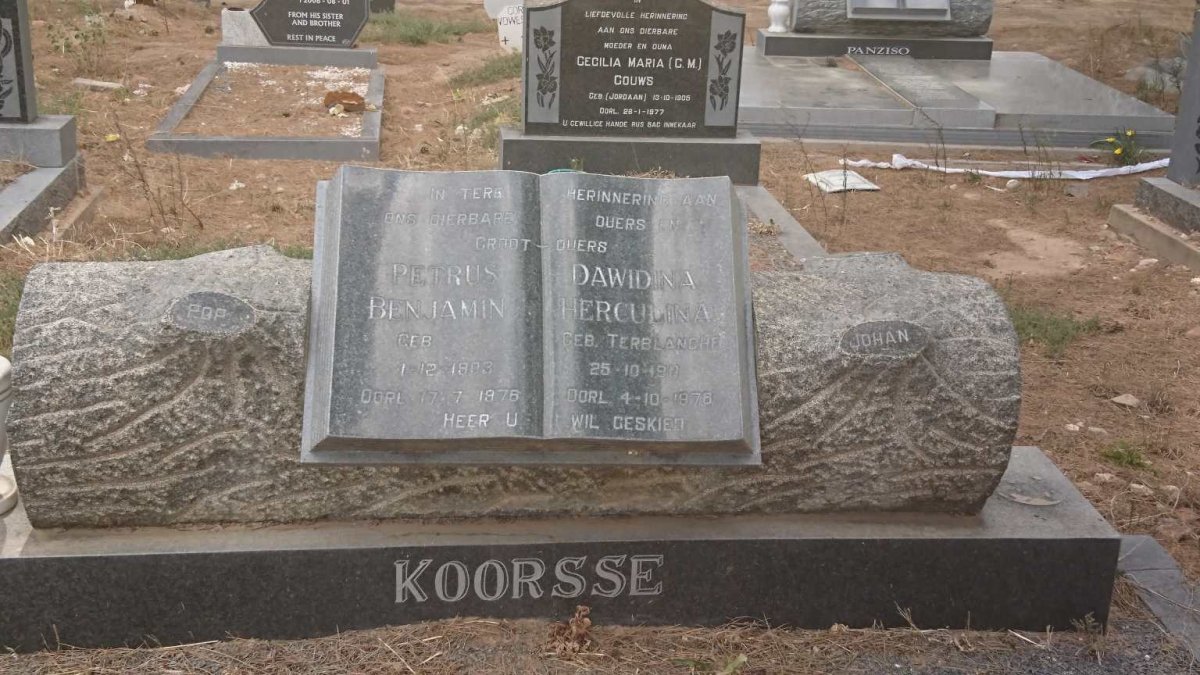 KOORSSE Petrus Benjamin 1903-1976 &amp; Dawidina Herculina TERBLANCHE 190?-1976
