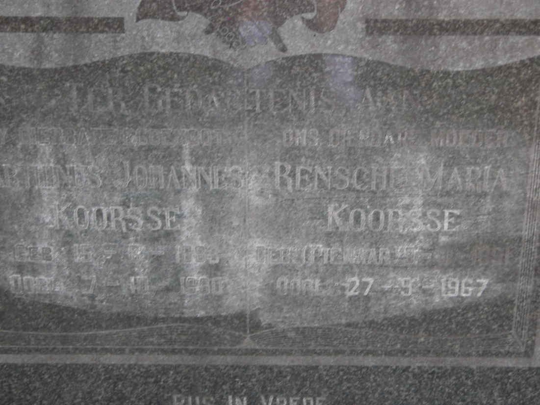 KOORSSE Marthinus Johannes 1883-19?0 &amp; Rensche Maria PIENAAR 1891-1967