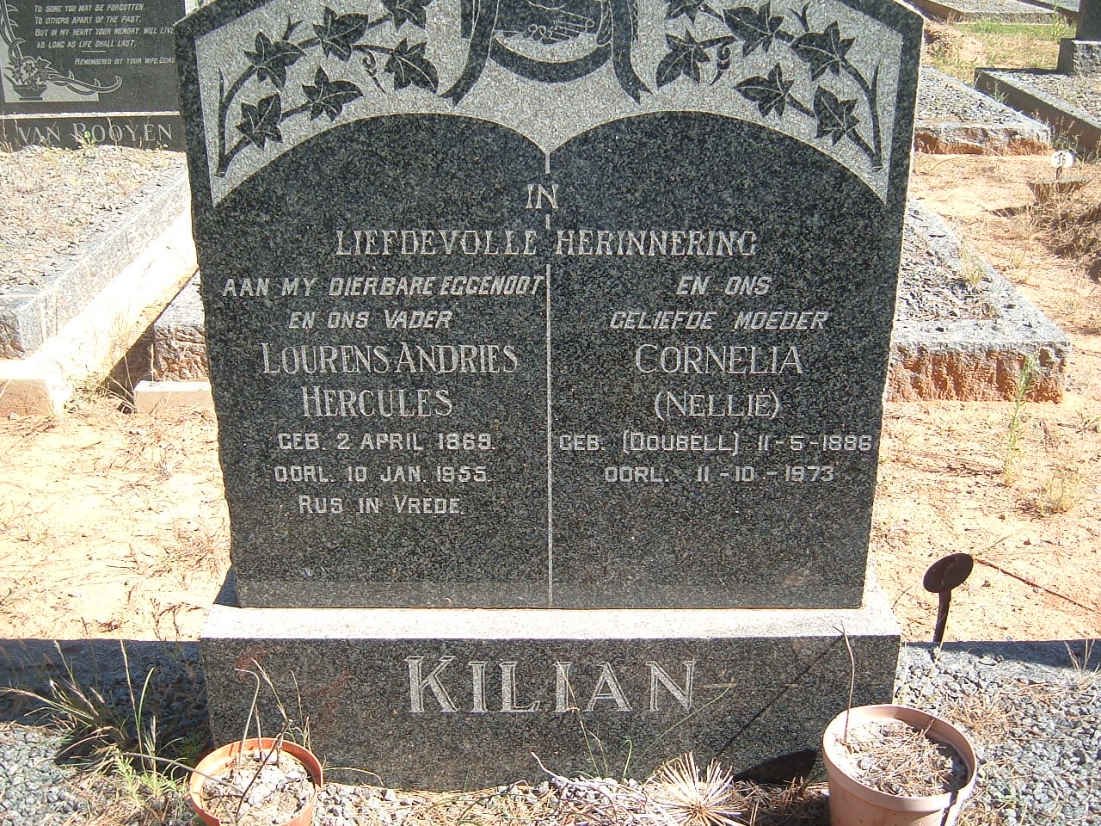 KILIAN Lourens Andries Hercules 1869-1955 &amp; Cornelia DOUBELL 1886-1973