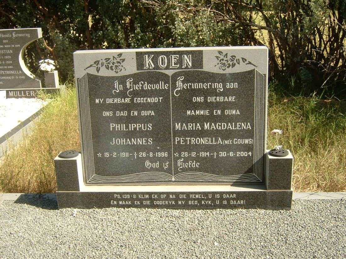 KOEN Philippus Johannes 1911-1996 &amp; Maria Magdalena Petronella GOUWS 1914-2004