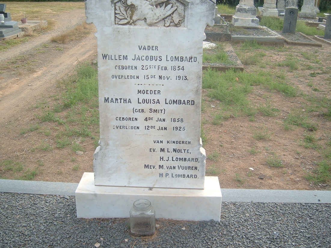 LOMBARD Willem Jacobus 1854-1913 &amp; Martha Louisa SMIT 1858-1925