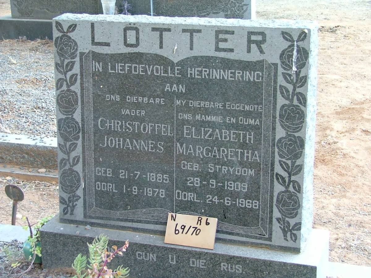 LOTTER Christoffel Johannes 1885-1978 &amp; Elizabeth Margaretha STRYDOM 1909-1968