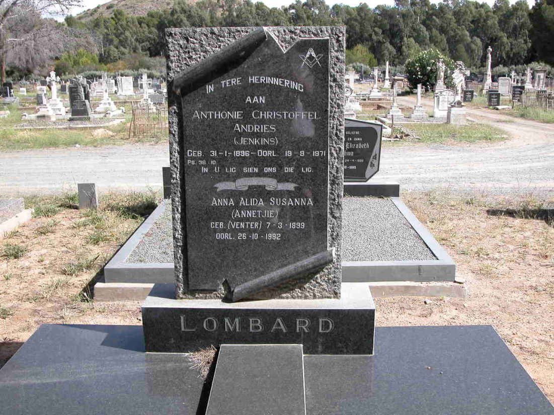 LOMBARD Anthonie Christoffel Andries 1896-1971 &amp; Anna Alida Susanna VENTER 1899-1992