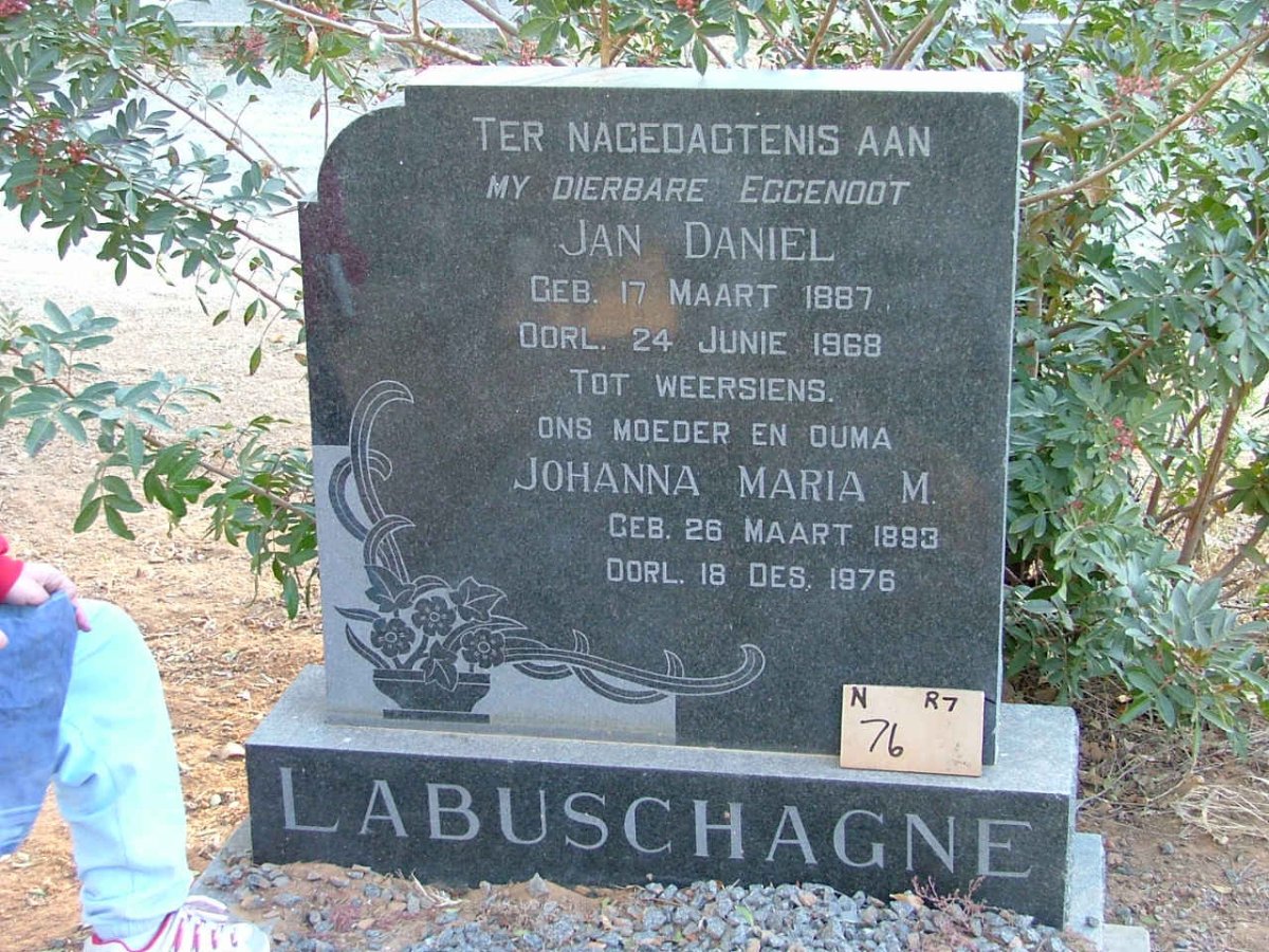 LABUSCHAGNE Jan Daniel 1887-1968 &amp; Johanna Maria M. 1893-1976