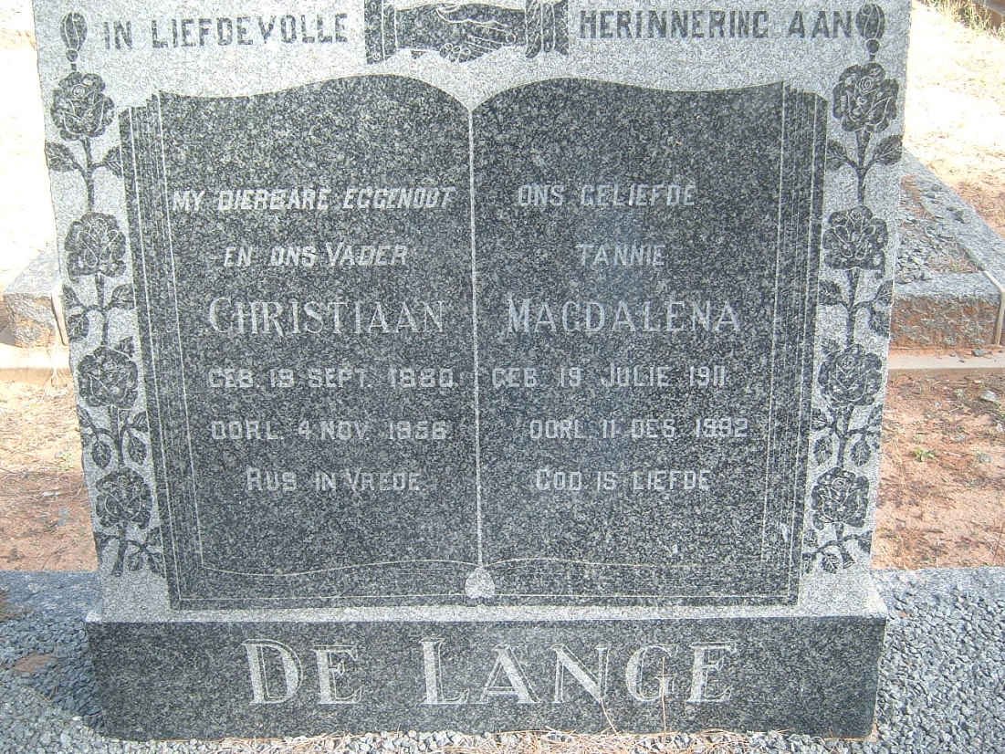 LANGE Christiaan, de 1880-1956 :: Magdalena 1911-1992