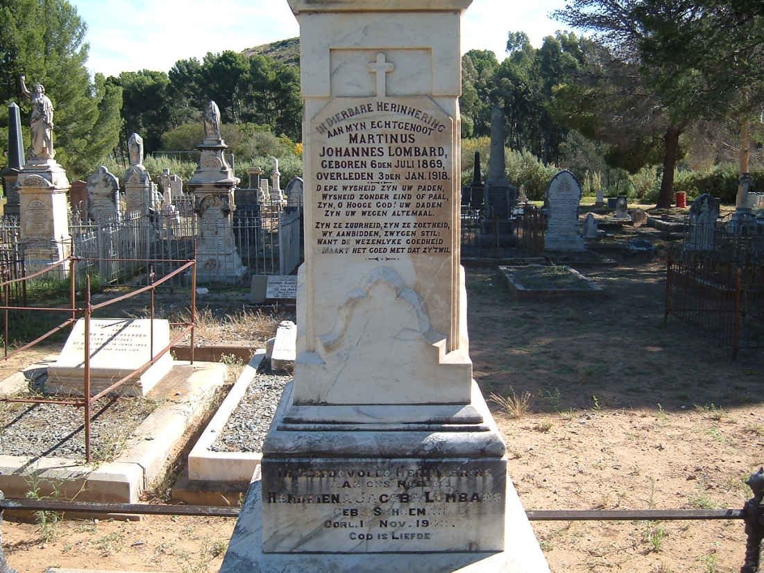 LOMBARD Martinus Johannes 1869-1918 &amp; Hendriena Jacoba SCHOEMAN -19??