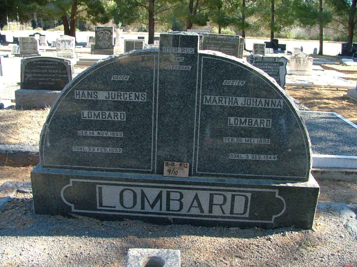 LOMBARD Hans Jurgens 1862-1937 :: LOMBARD Martha Johanna 1893-1944