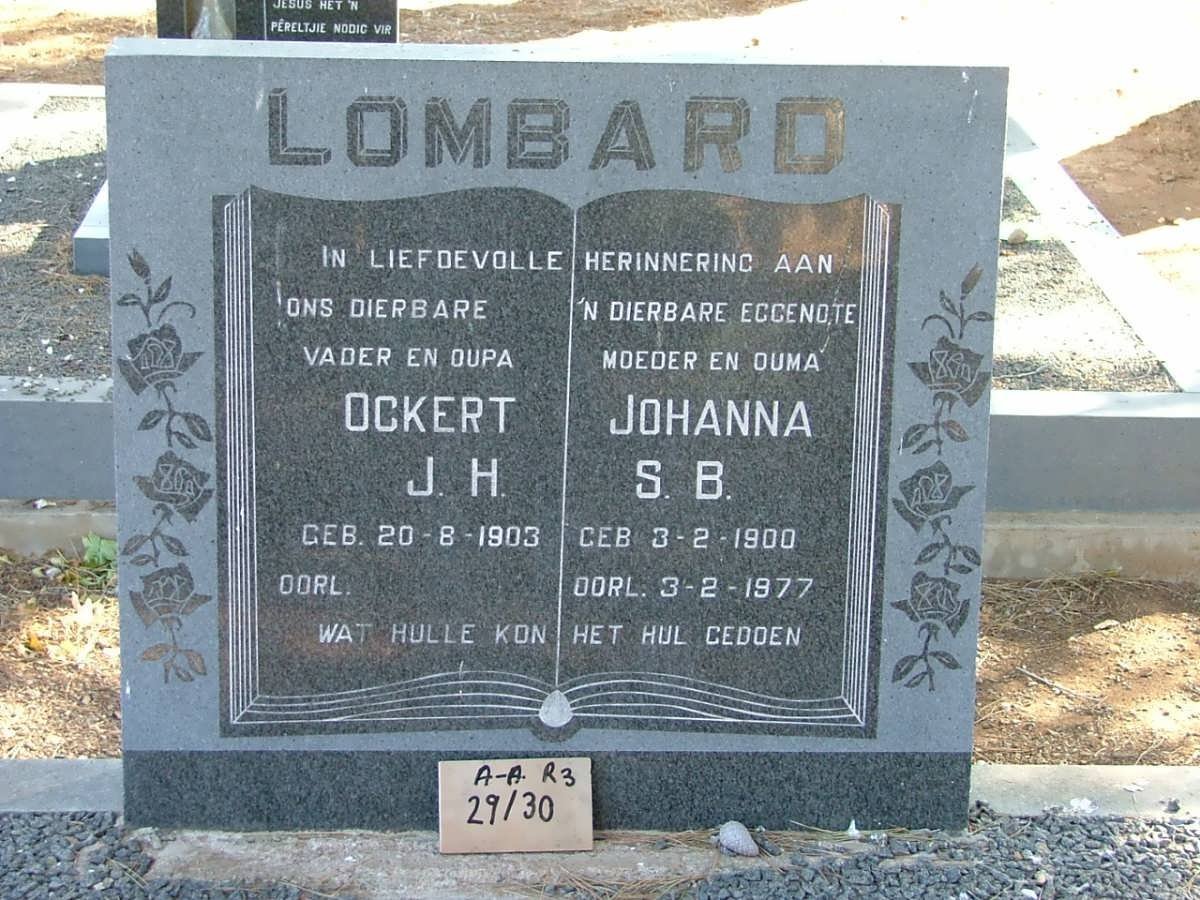 LOMBARD Ockert J.H. 1903- &amp; Johanna S.B. 1900-1977