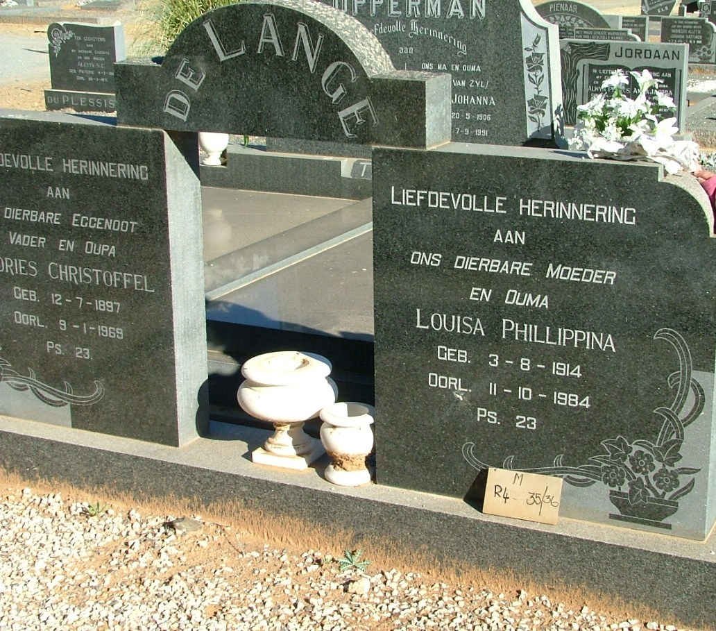 LANGE Andries Christoffel, de 1897-1969 &amp; Louisa Phillippina 1914-1984
