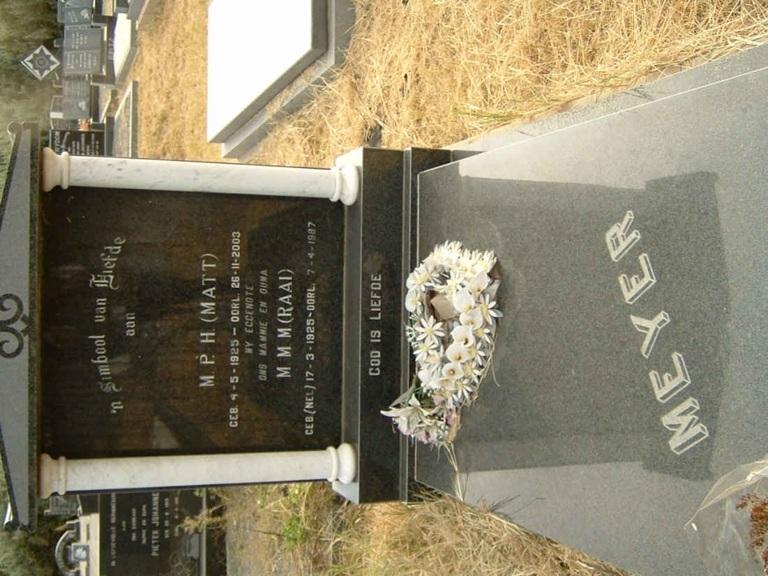 MEYER M.P.H. 1925-2003 &amp; M.M.M. NEL 1925-1987