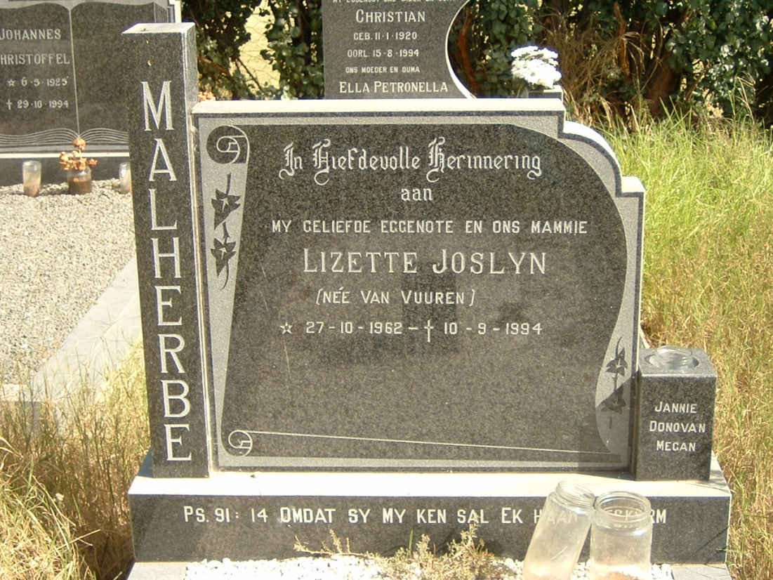 MALHERBE Lizette Joslyn nee VAN VUUREN 1962-1994