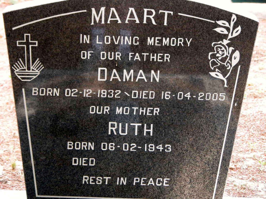 MAART Daman 1932-2005 &amp; Ruth 1943-