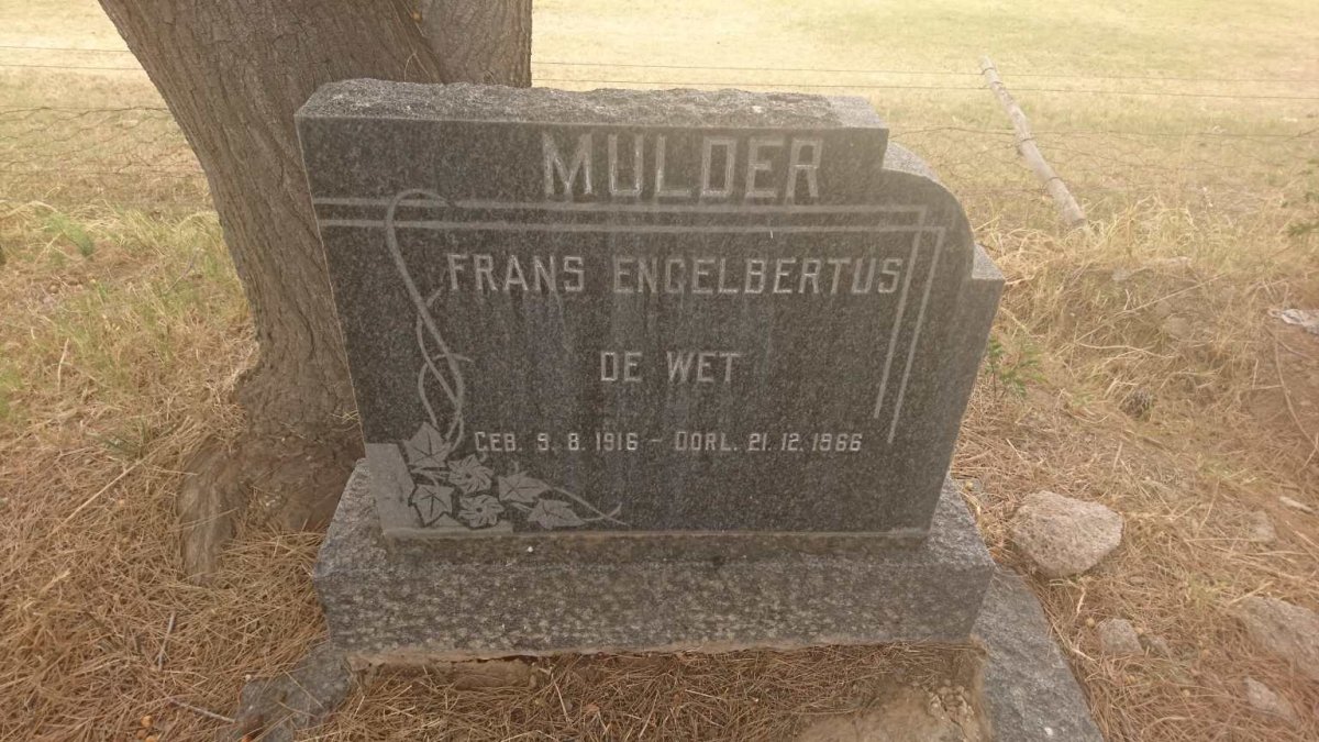 MULDER Frans Engelbertus de Wet 1916-1966