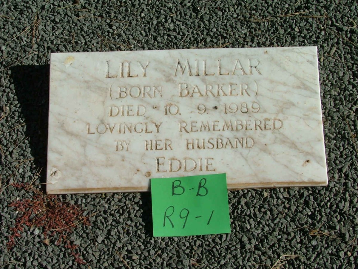 MILLAR Lily nee BARKER -1989