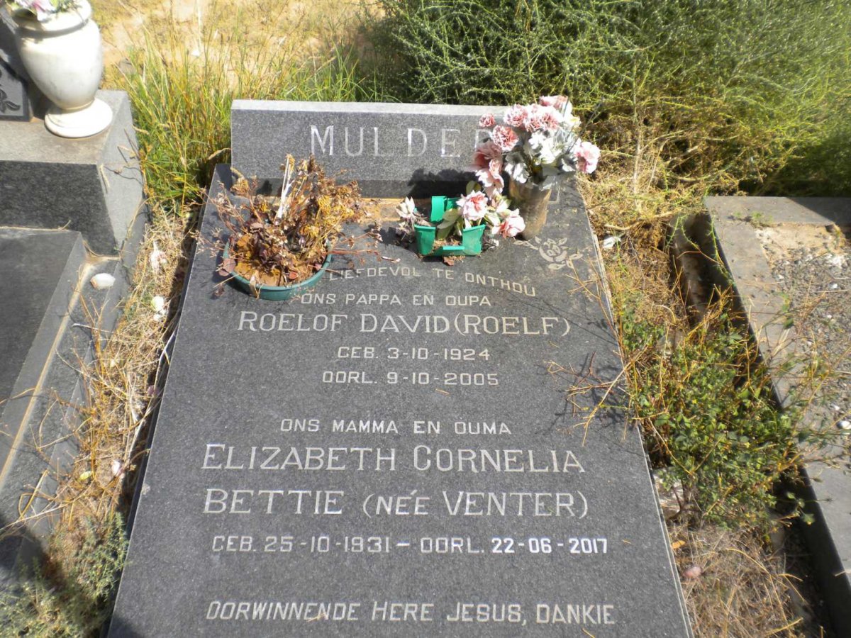 MULDER Roelof David 1924-2005 &amp; Elizabeth Cornelia VENTER 1931-2017