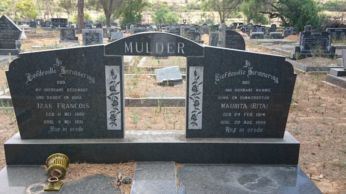 MULDER Izak Francois 1908-1981 &amp; Maurita 1914-1999